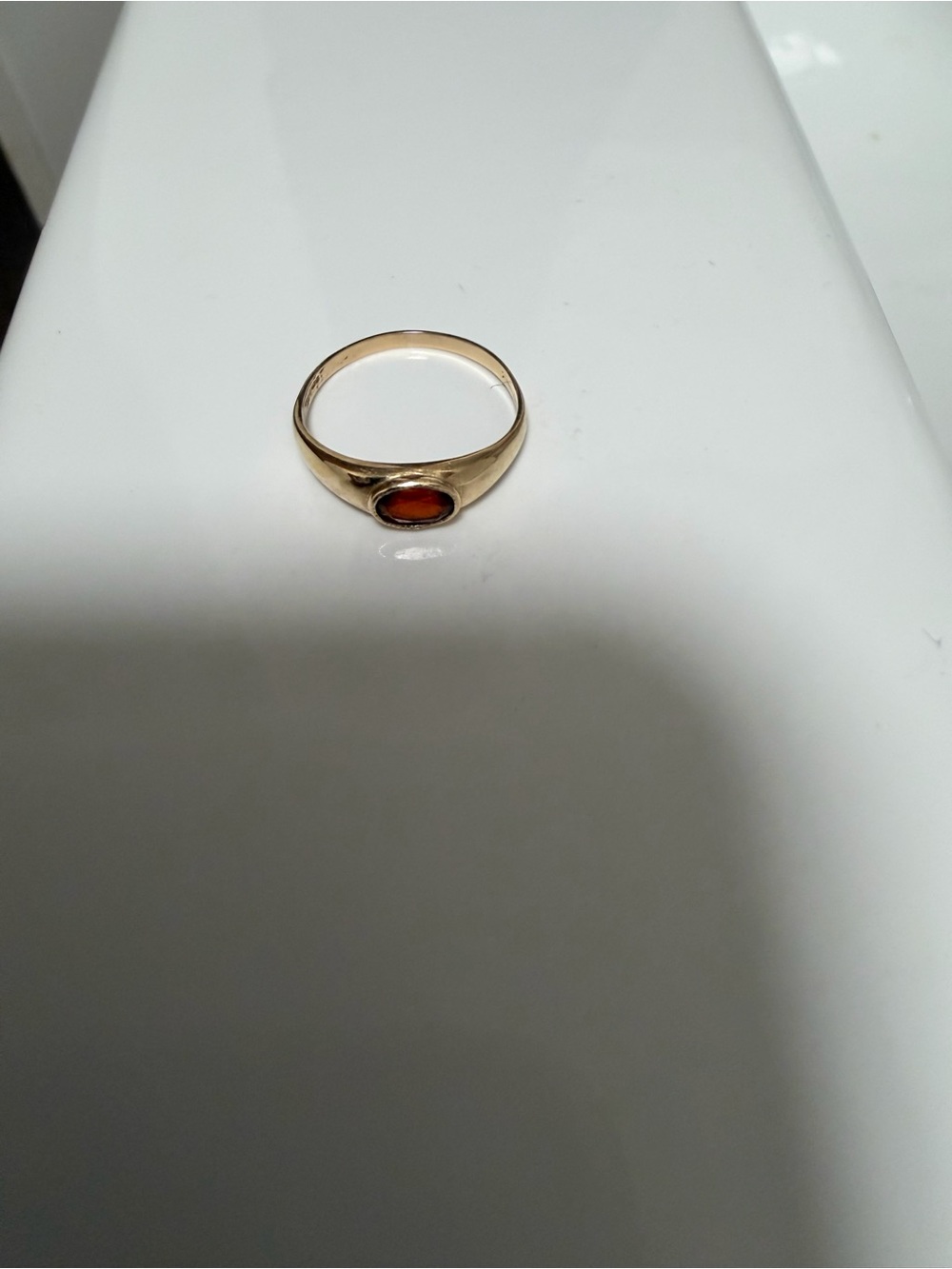 Gold Ring with Red Gemstone - Women's Jewelry